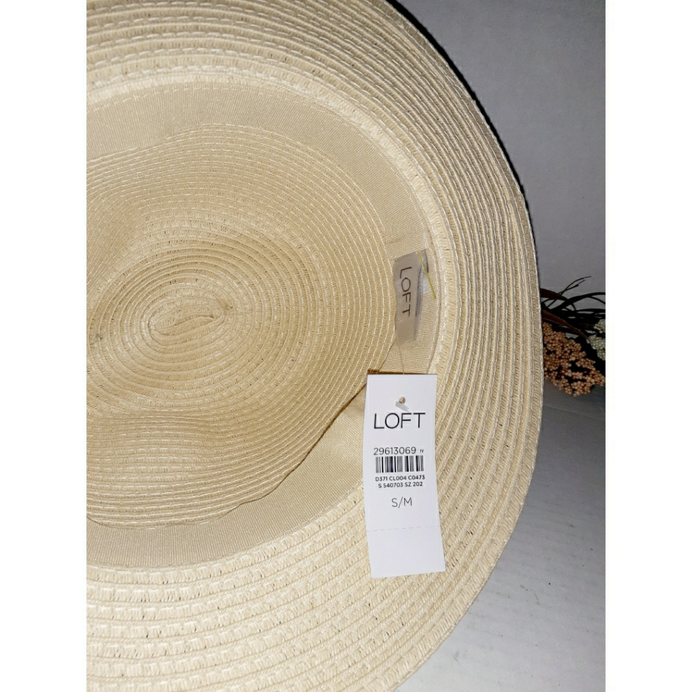 Loft Tan Packable Straw Fedora Hat - Plaid Bandage - Picture 14 of 15
